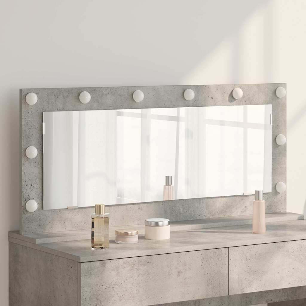 Vanity Mirror Rectangular Concrete Grey 100 x 45 x 18 cm