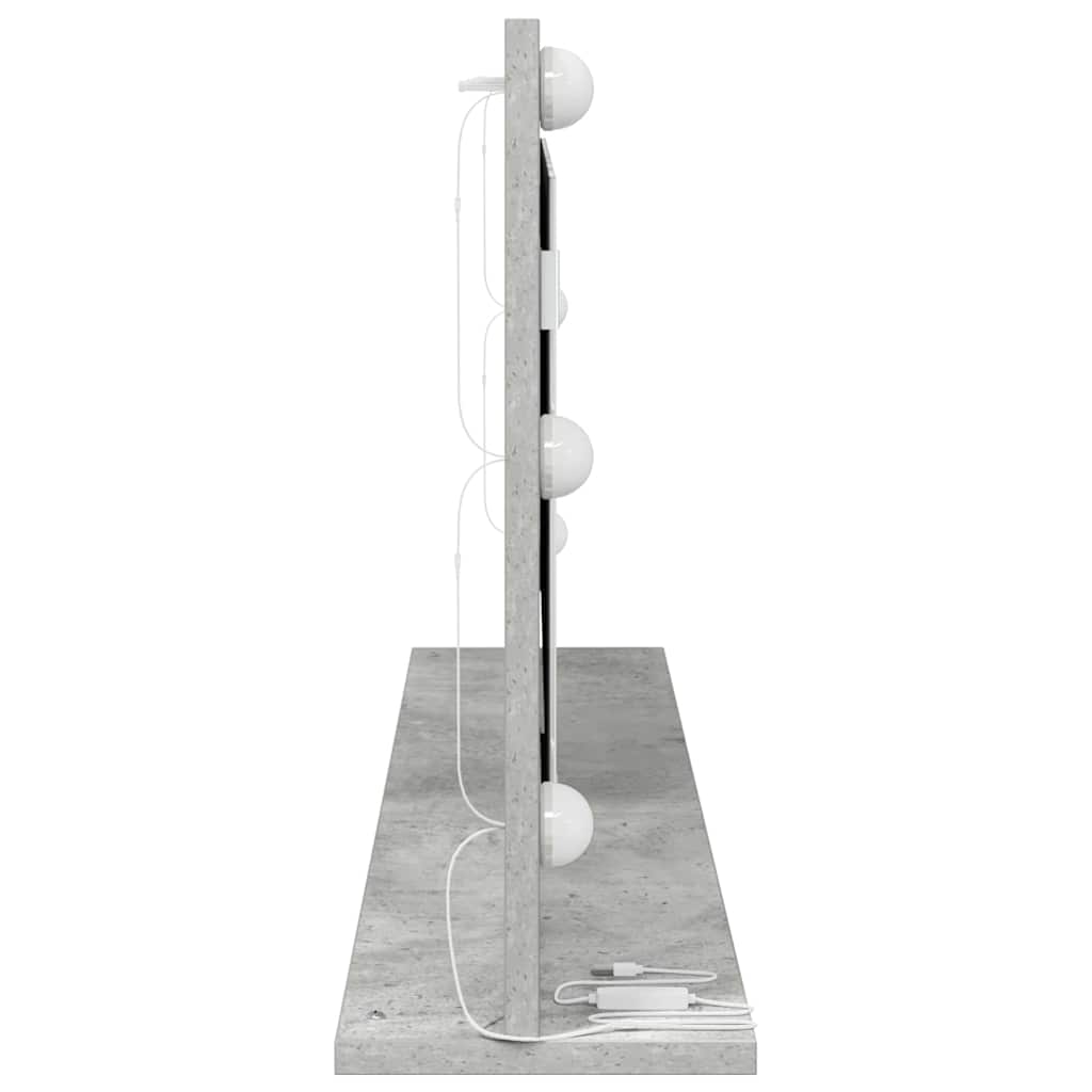 Vanity Mirror Rectangular Concrete Grey 100 x 45 x 18 cm