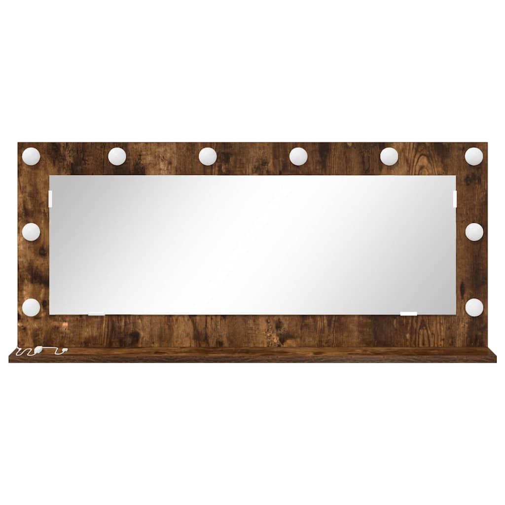 Vanity Mirror Rectangular Smoked Oak 100 x 45 x 18 cm