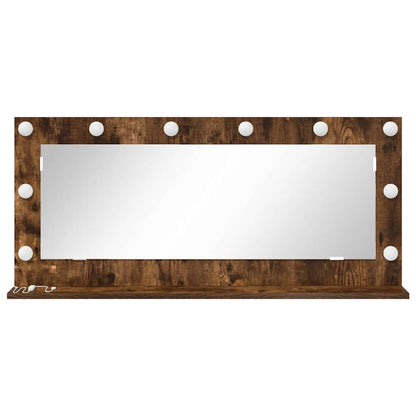 Vanity Mirror Rectangular Smoked Oak 100 x 45 x 18 cm