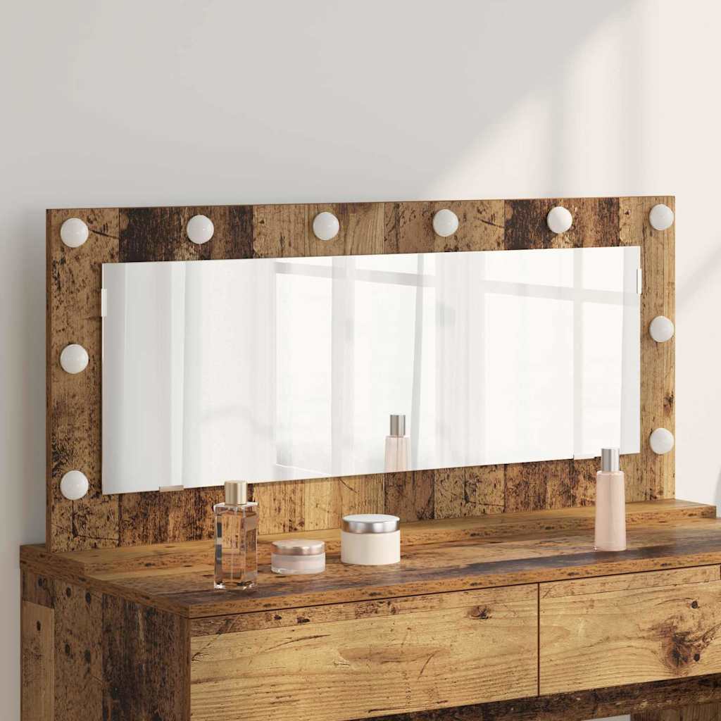 Vanity Mirror Rectangular with Mirror Old Wood 100 x 45 x 18 cm