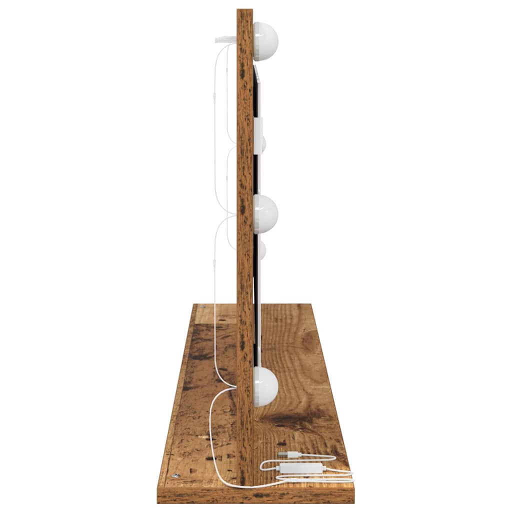 Vanity Mirror Rectangular with Mirror Old Wood 100 x 45 x 18 cm