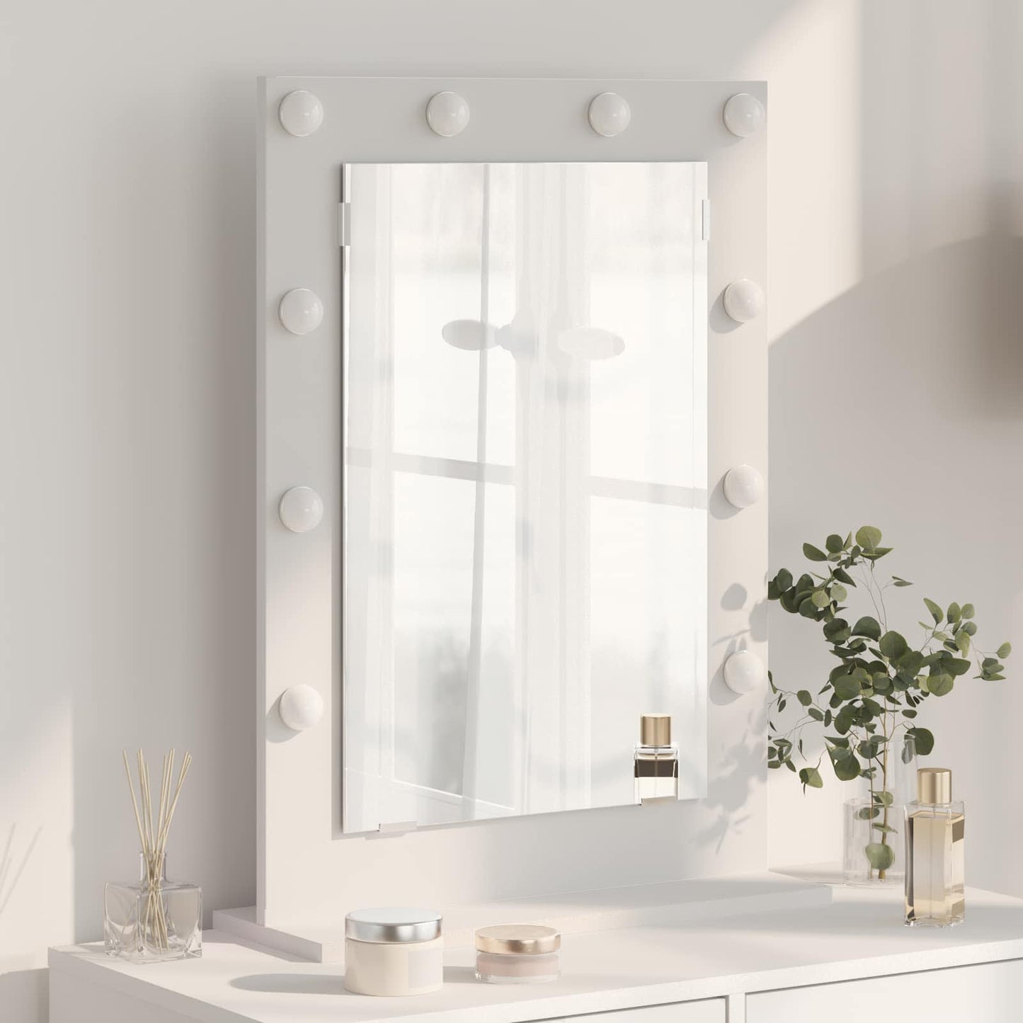 Vanity Mirror White 70 x 50 x 18 cm Glass and Engineered wood