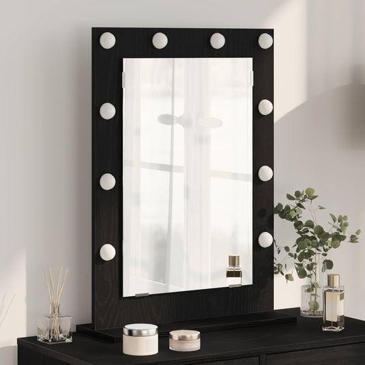 Vanity Mirror Rectangular with Mirror Black Oak 70 x 50 x 18 cm