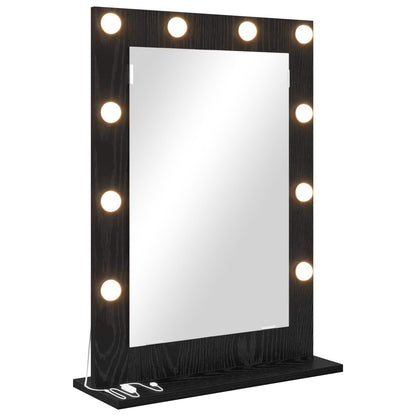 Vanity Mirror Rectangular with Mirror Black Oak 70 x 50 x 18 cm