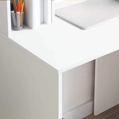Desk with Shelf White 91 x 50 x 149 cm Engineered Wood