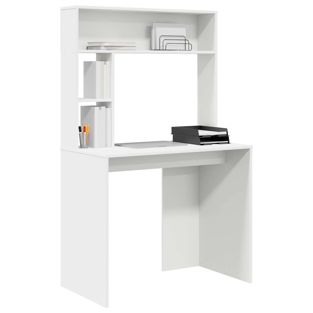 Desk with Shelf White 91 x 50 x 149 cm Engineered Wood