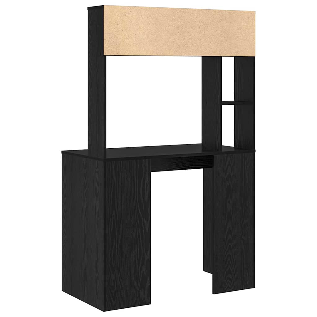Desk with Shelf Black Oak 91 x 50 x 149 cm Engineered Wood