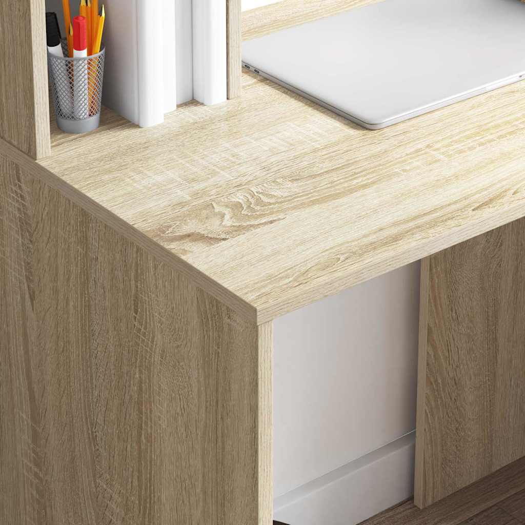 Desk with Shelf Sonoma Oak 91 x 50 x 149 cm Engineered Wood
