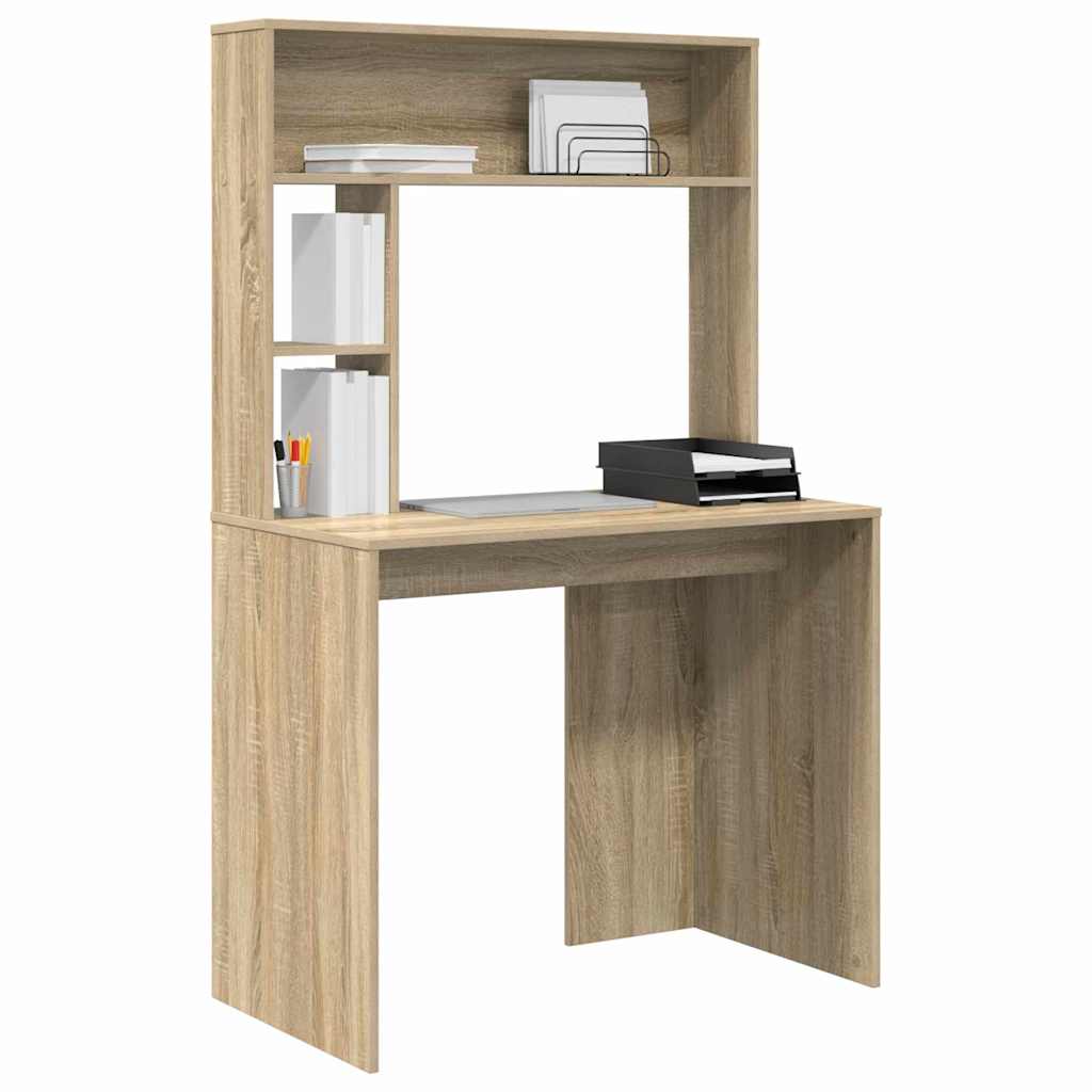 Desk with Shelf Sonoma Oak 91 x 50 x 149 cm Engineered Wood