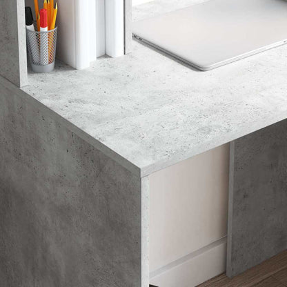 Desk with Shelf Concrete Grey 91 x 50 x 149 cm Engineered Wood