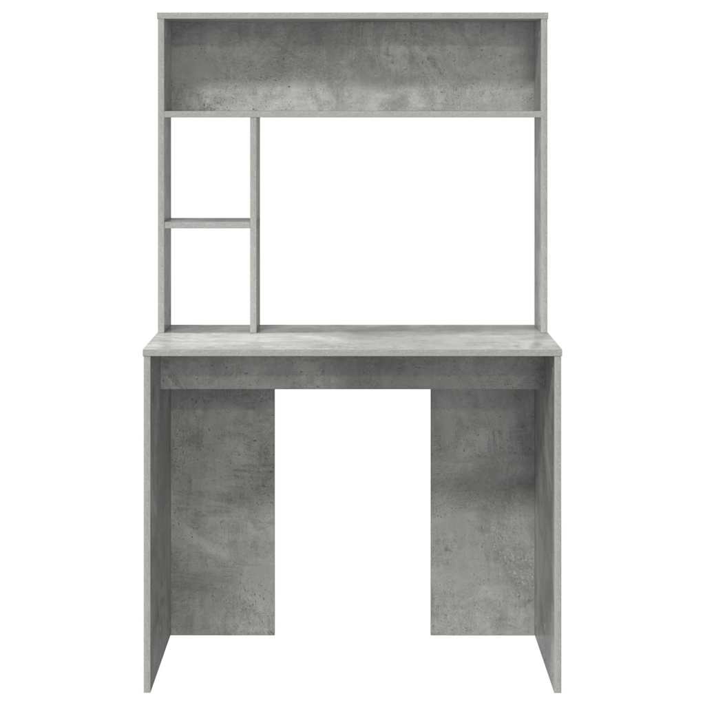 Desk with Shelf Concrete Grey 91 x 50 x 149 cm Engineered Wood