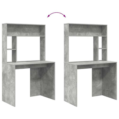 Desk with Shelf Concrete Grey 91 x 50 x 149 cm Engineered Wood