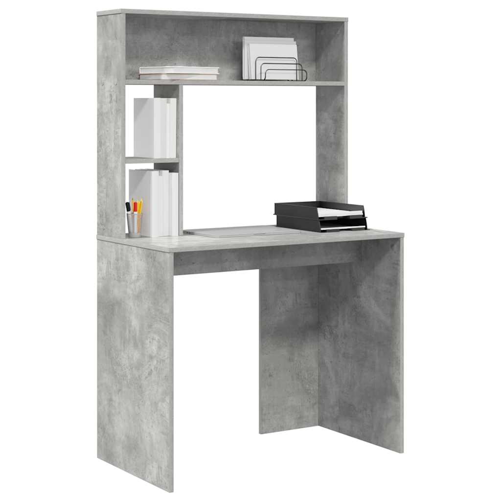 Desk with Shelf Concrete Grey 91 x 50 x 149 cm Engineered Wood
