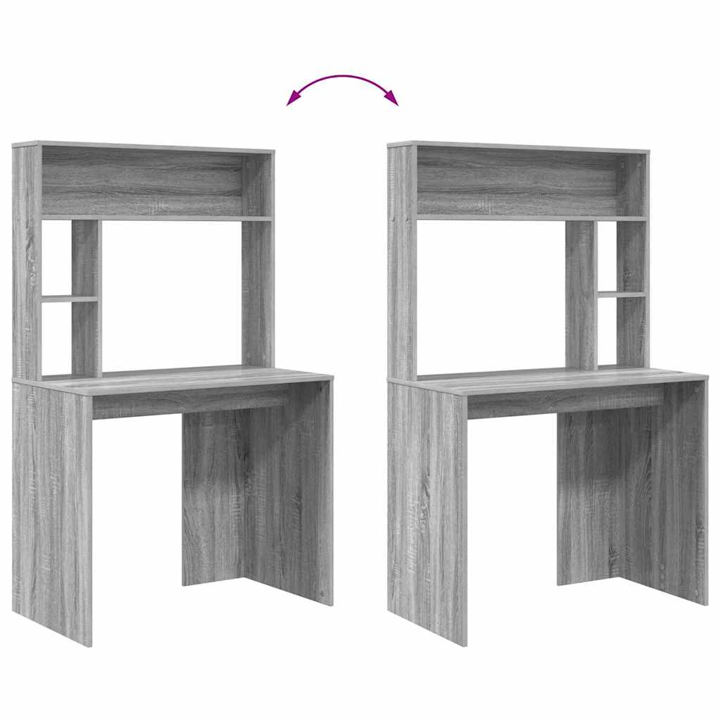 Desk with Shelf Grey Sonoma 91 x 50 x 149 cm Engineered Wood