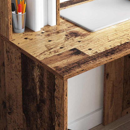 Desk with Shelf Old Wood 91 x 50 x 149 cm Engineered Wood