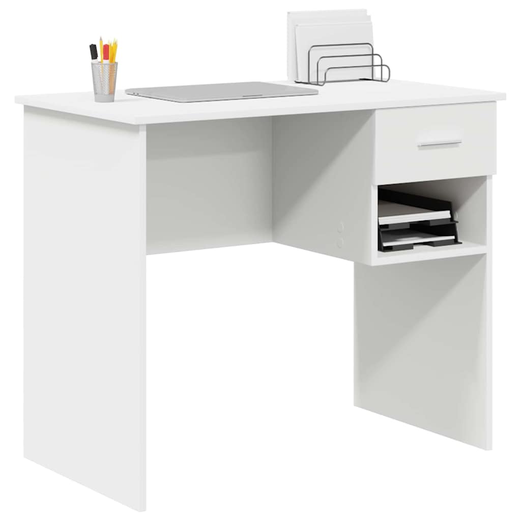 Desk with Drawer White 90 x 49 x 75 cm Engineered Wood