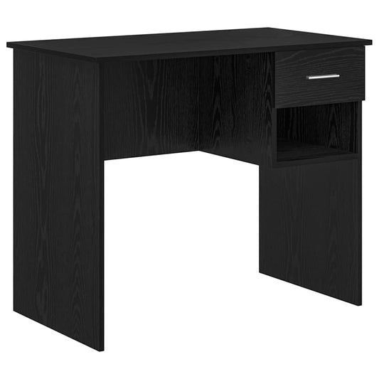Desk with Drawer Black Oak 90 x 49 x 75 cm Engineered Wood