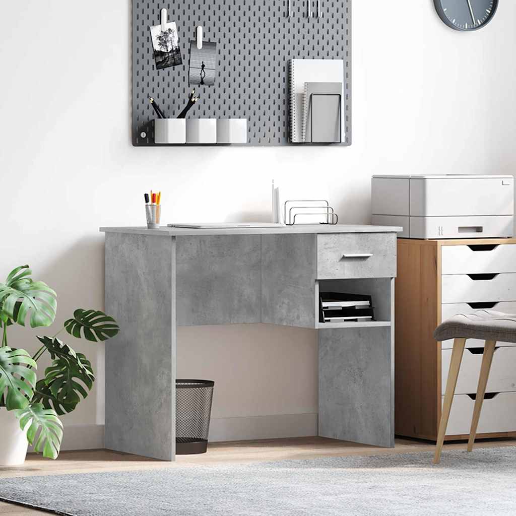 Desk with Drawer Concrete Grey 90 x 49 x 75 cm Engineered Wood