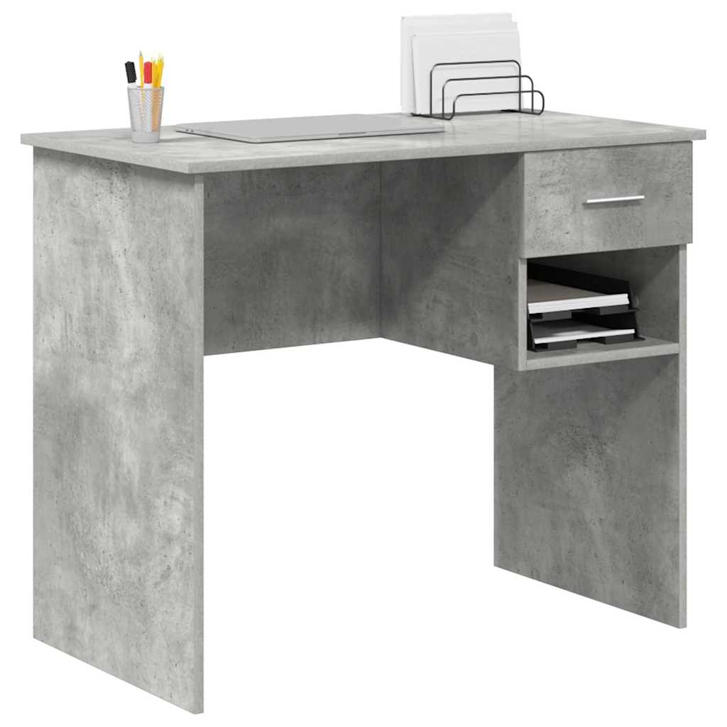 Desk with Drawer Concrete Grey 90 x 49 x 75 cm Engineered Wood