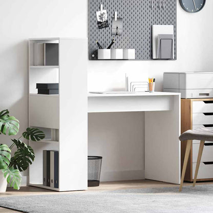 Desk with Shelf White 113 x 54 x 120 cm Engineered Wood