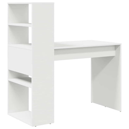 Desk with Shelf White 113 x 54 x 120 cm Engineered Wood