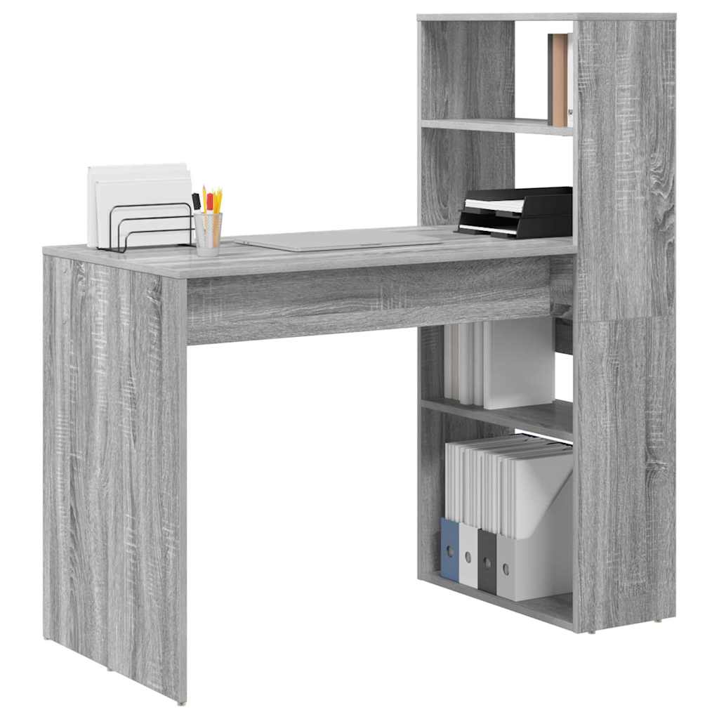 Desk with Shelf Grey Sonoma 113 x 54 x 120 cm Engineered Wood