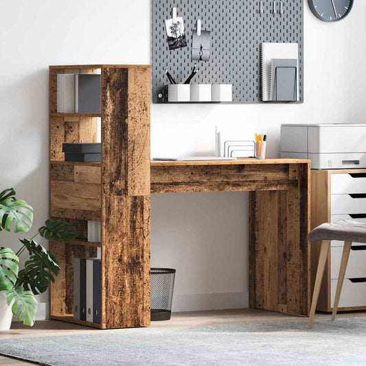 Desk with Shelf Old Wood 113 x 54 x 120 cm Engineered Wood