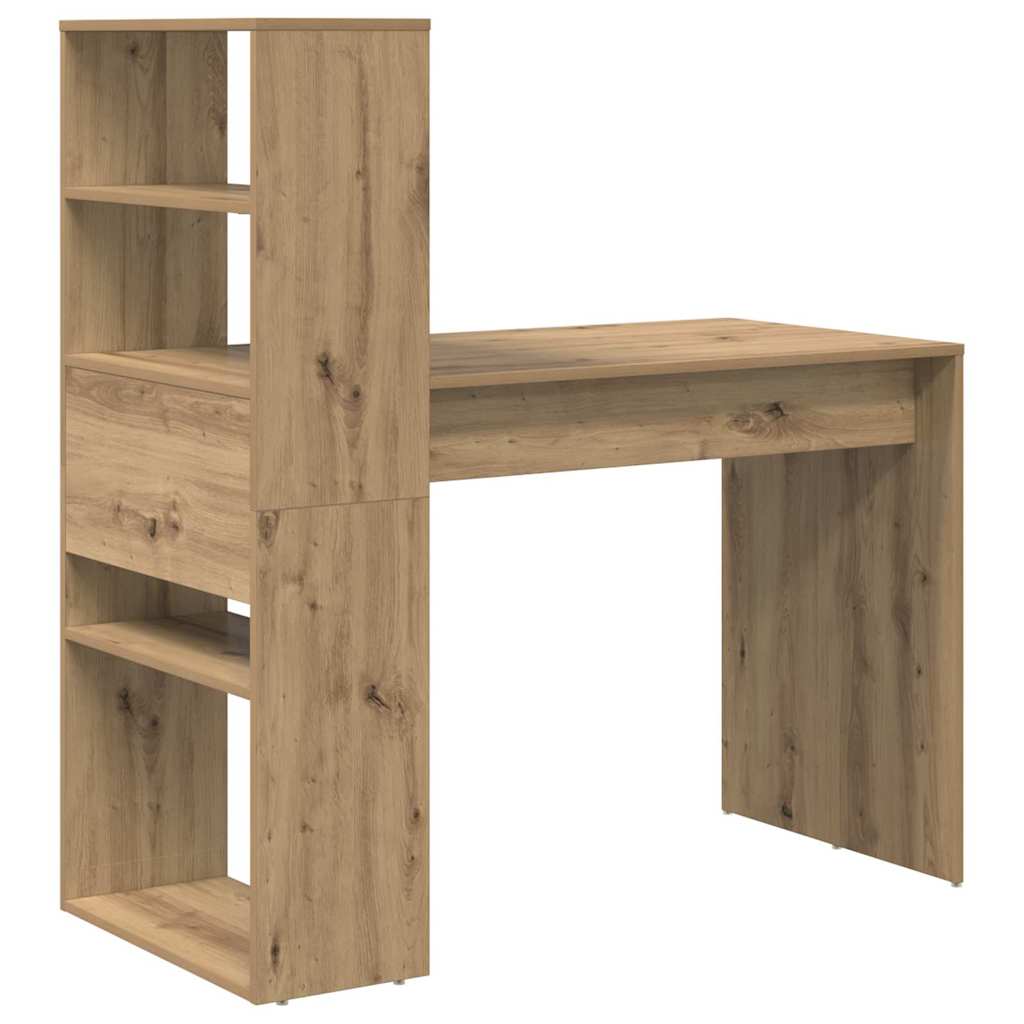 Desk with Shelf Artisan Oak 113 x 54 x 120 cm Engineered Wood