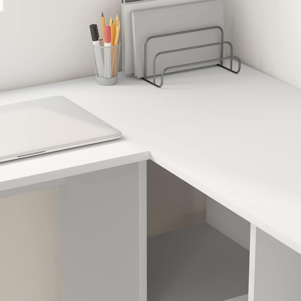 Desk with Shelf White 142 x 102 x 73 cm Engineered Wood