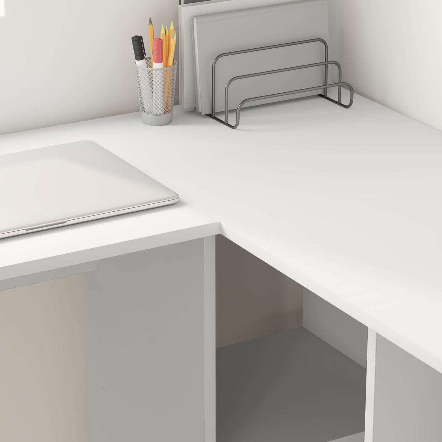 Desk with Shelf White 142 x 102 x 73 cm Engineered Wood