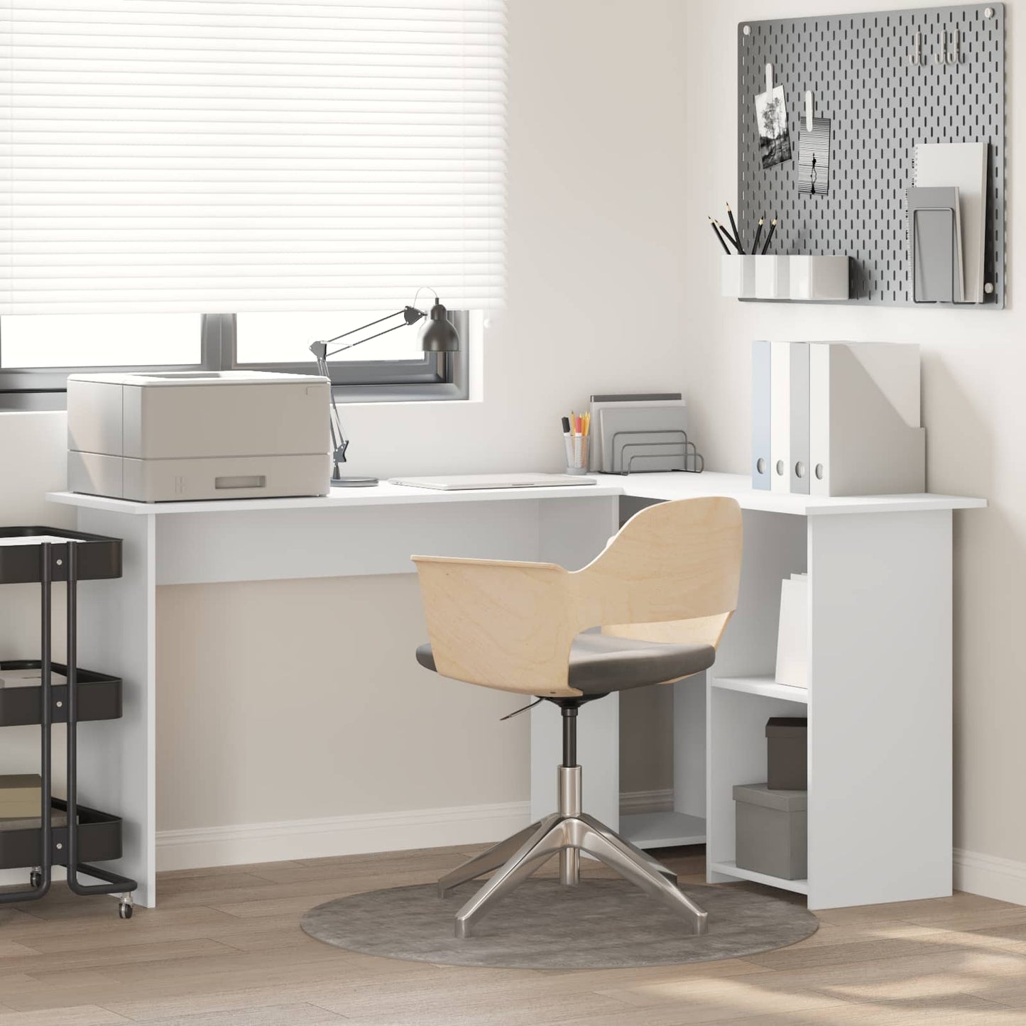 Desk with Shelf White 142 x 102 x 73 cm Engineered Wood