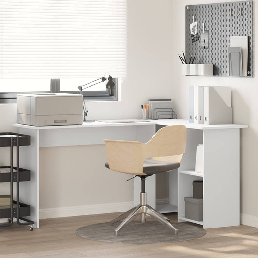 Desk White 142 x 102 x 73 cm Engineered Wood