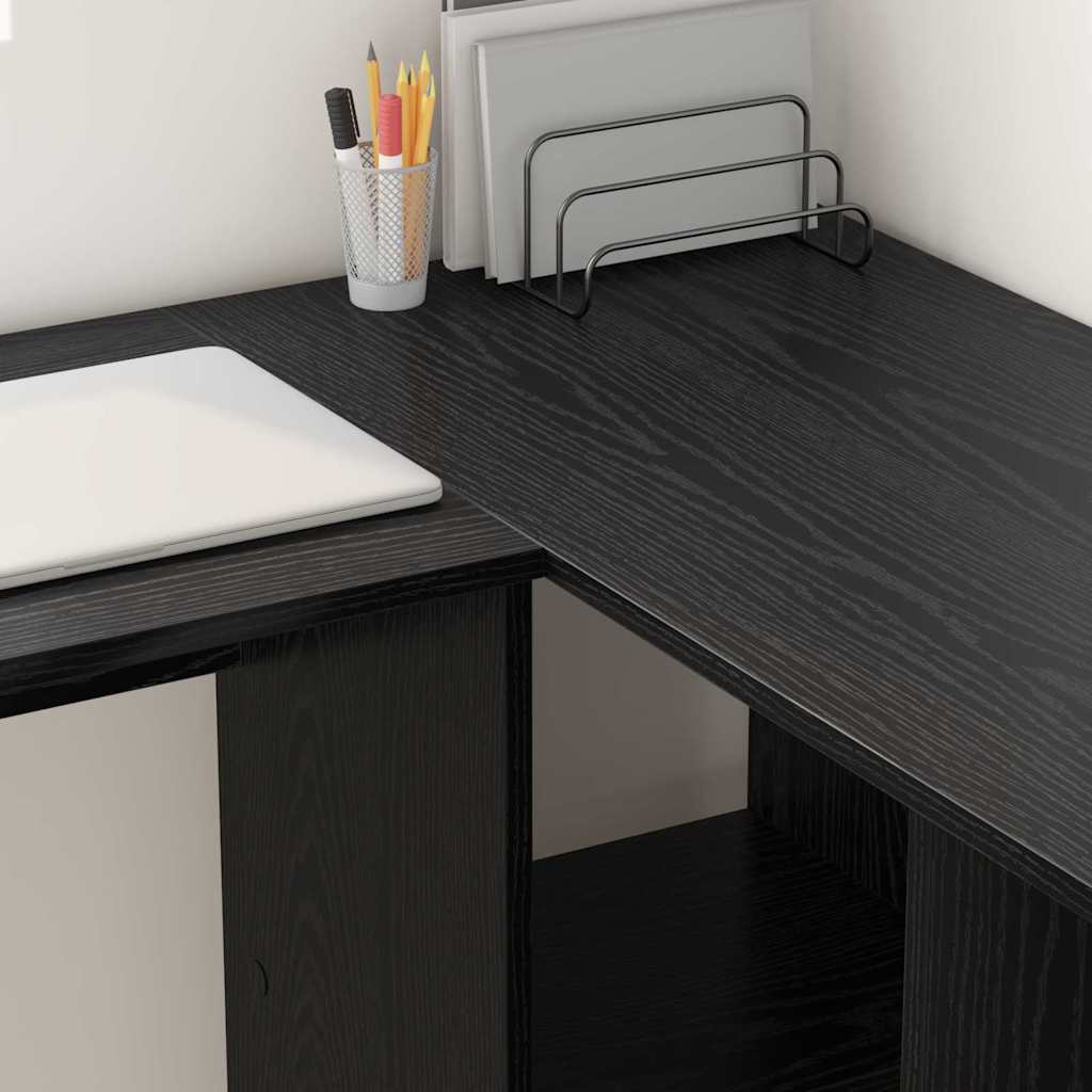 Desk Black Oak 142 x 102 x 73 cm Engineered Wood