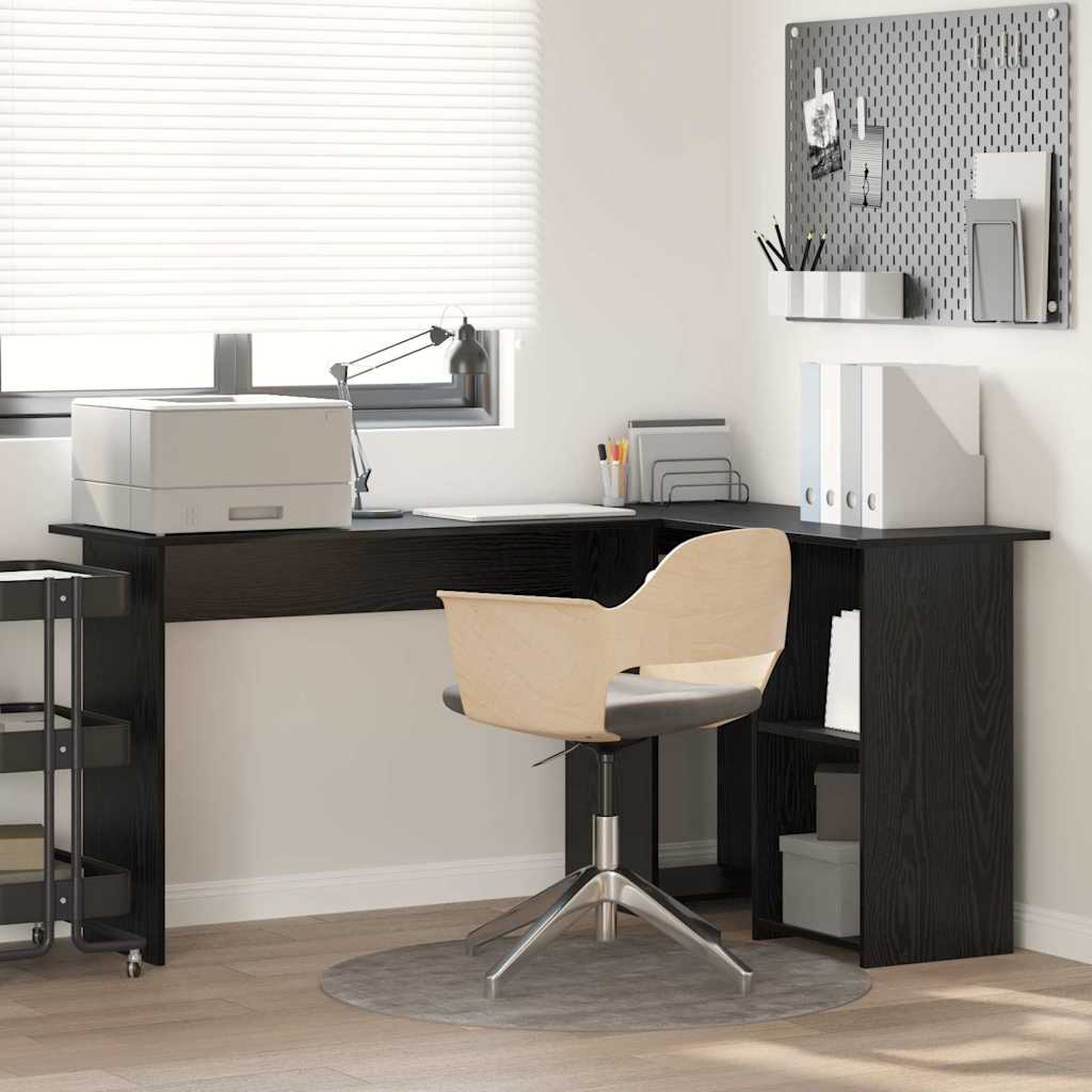 Desk Black Oak 142 x 102 x 73 cm Engineered Wood