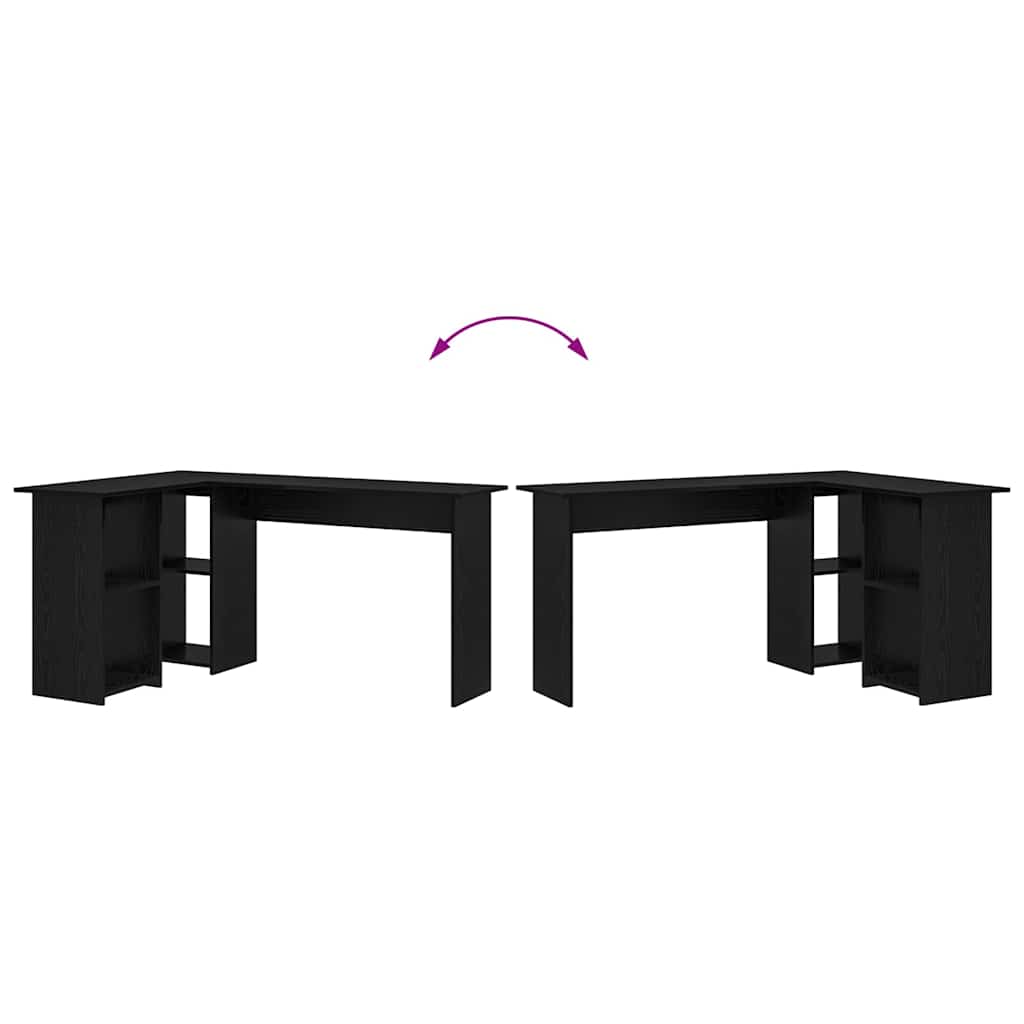 Desk with Shelf Black Oak 142 x 102 x 73 cm Engineered Wood