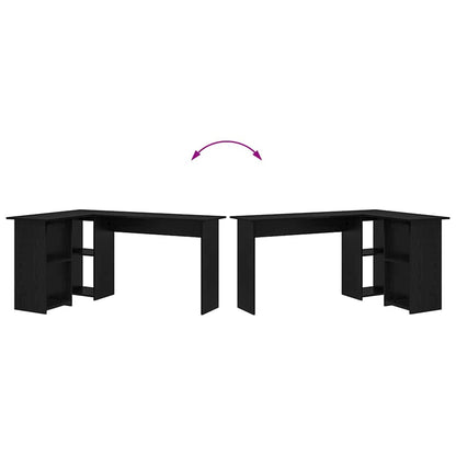 Desk with Shelf Black Oak 142 x 102 x 73 cm Engineered Wood