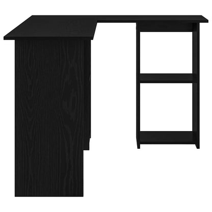 Desk with Shelf Black Oak 142 x 102 x 73 cm Engineered Wood