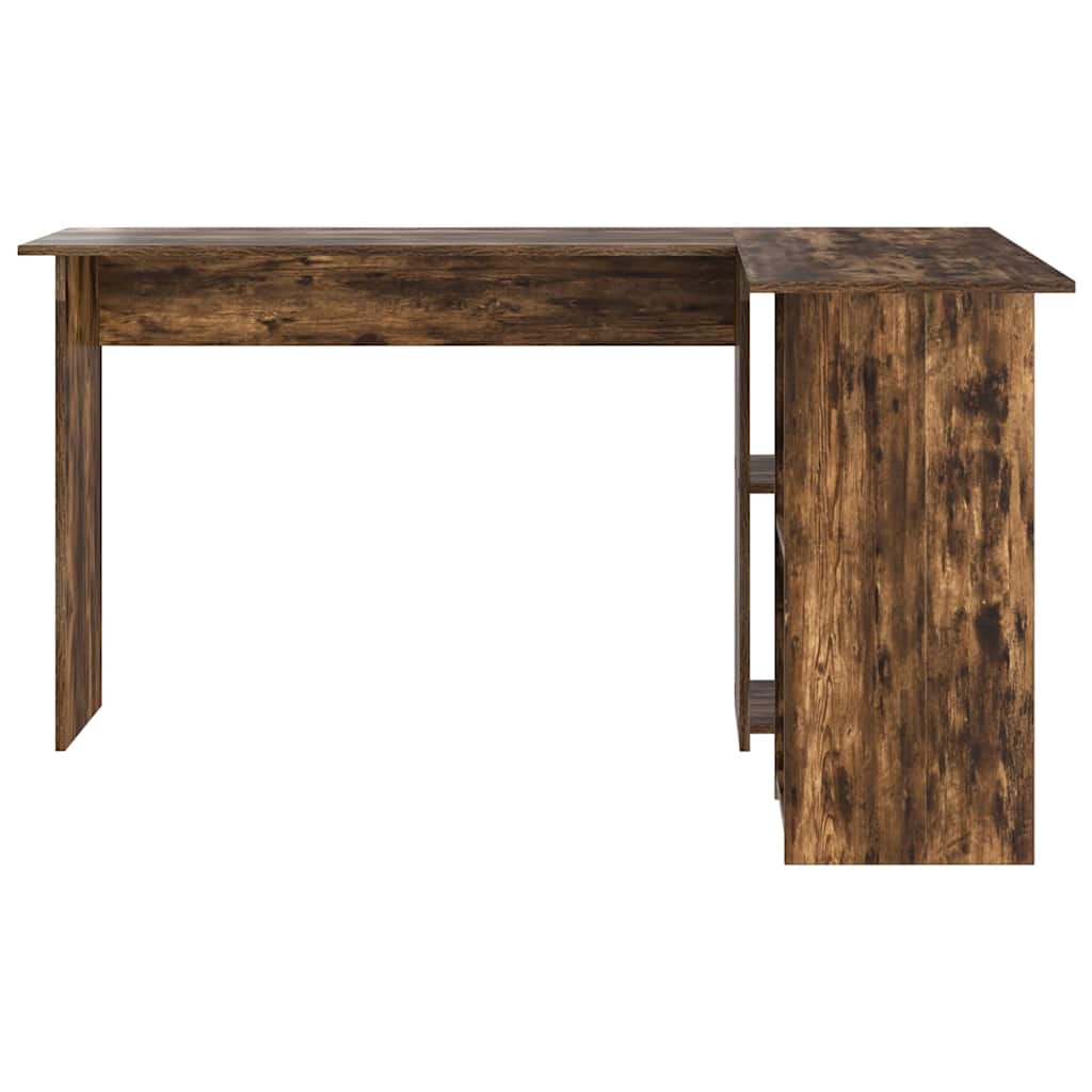 Desk with Shelf Smoked Oak 142 x 102 x 73 cm Engineered Wood