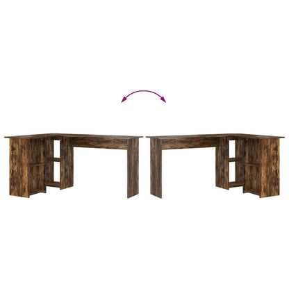 Desk with Shelf Smoked Oak 142 x 102 x 73 cm Engineered Wood