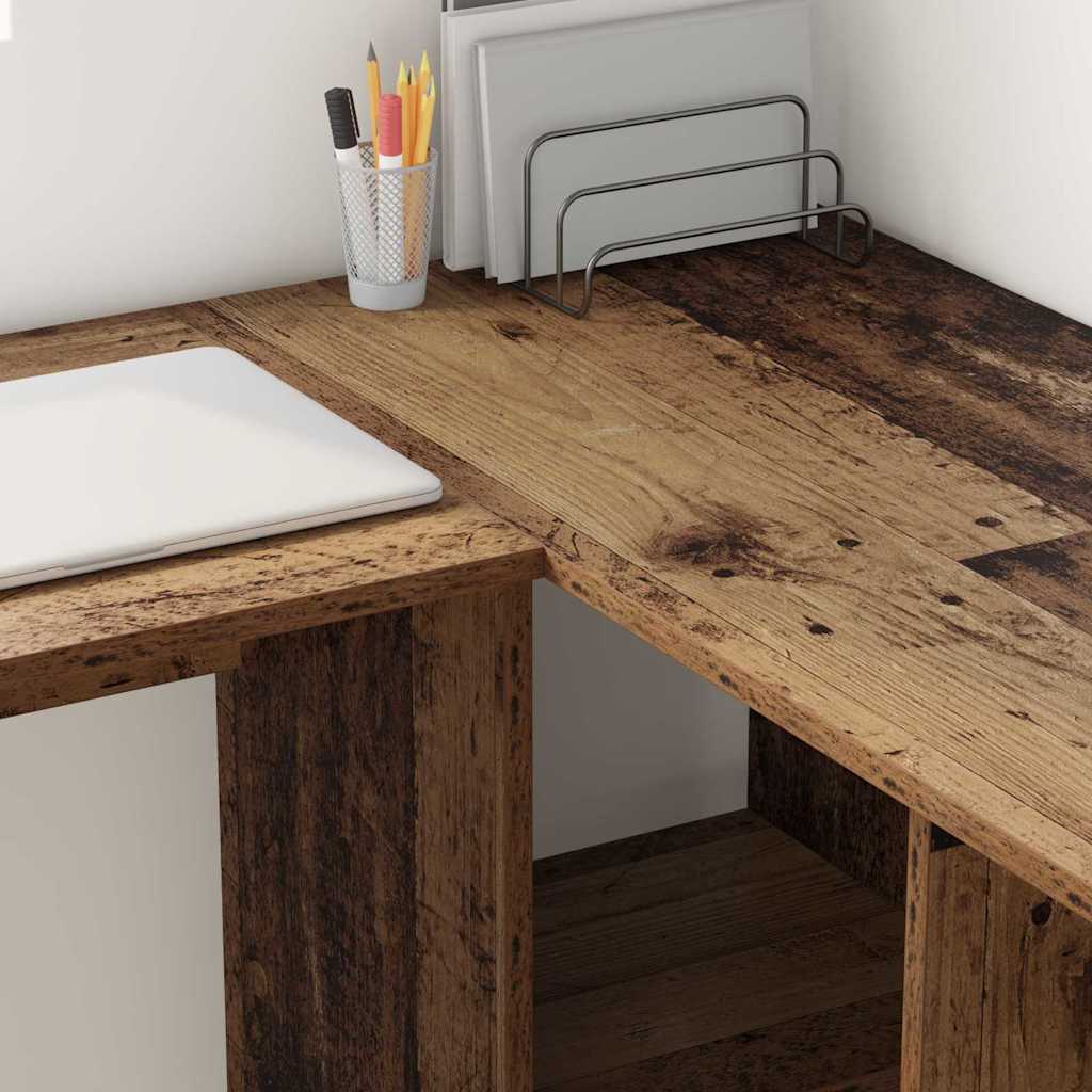 Desk with Shelf Old Wood 142 x 102 x 73 cm Engineered Wood