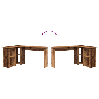 Desk with Shelf Old Wood 142 x 102 x 73 cm Engineered Wood