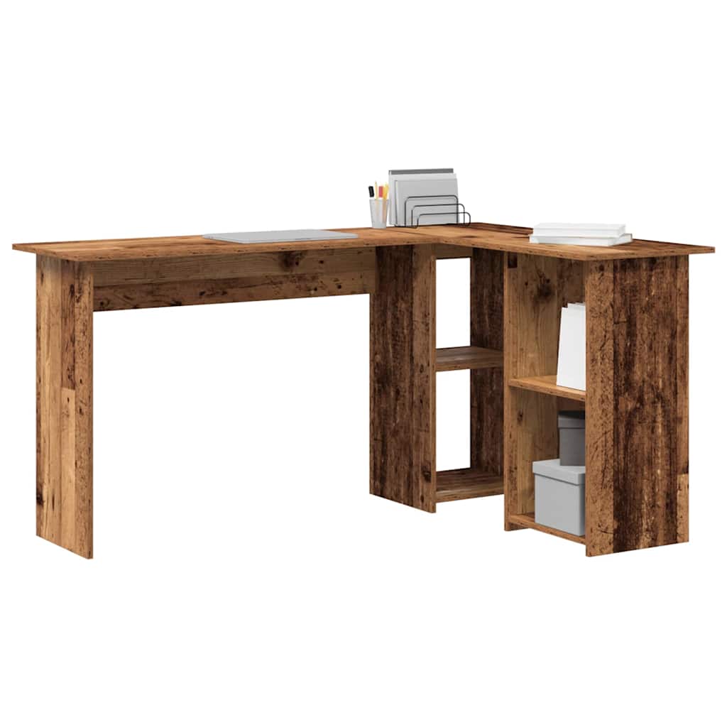 Desk with Shelf Old Wood 142 x 102 x 73 cm Engineered Wood