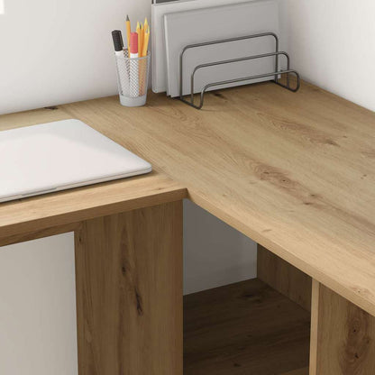Desk with Shelf Artisan Oak 142 x 102 x 73 cm Engineered Wood