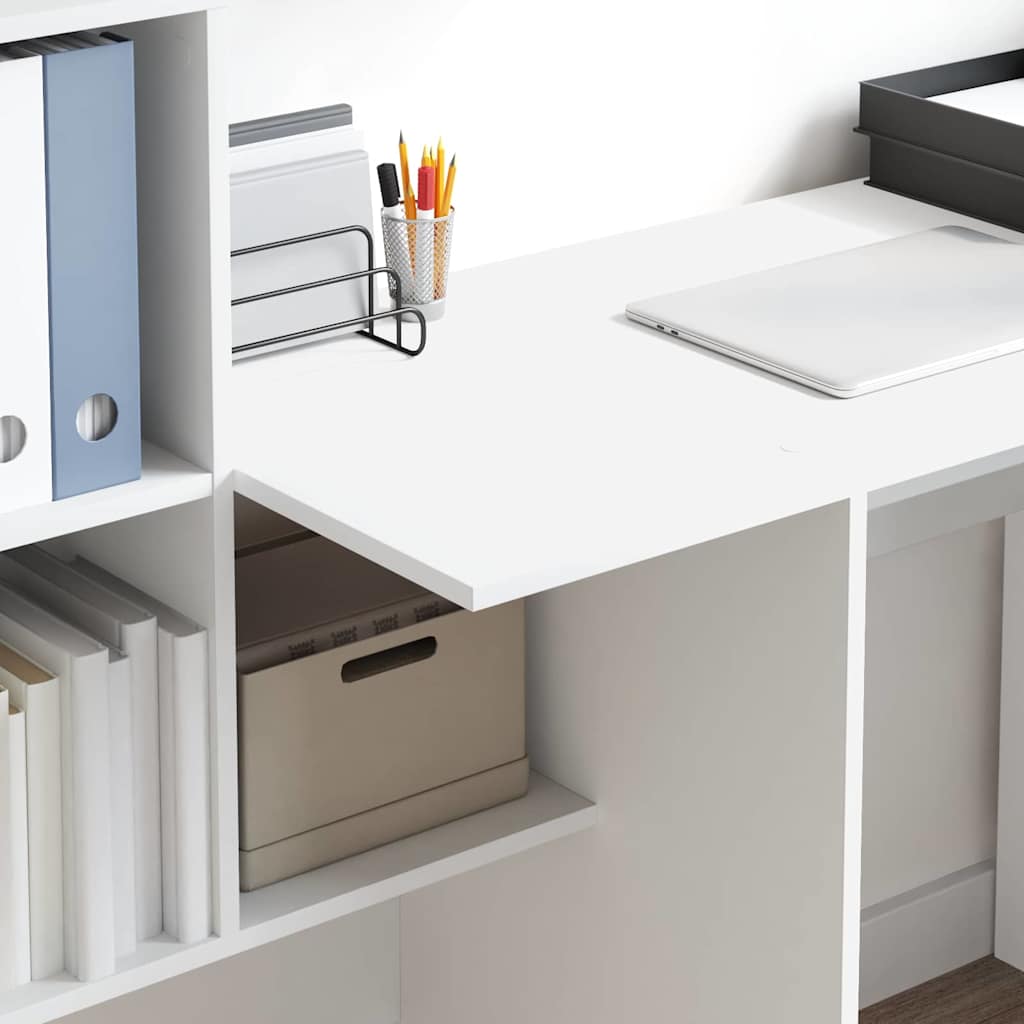 Desk with Shelf White 131.5 x 50 x 106.5 cm Engineered Wood
