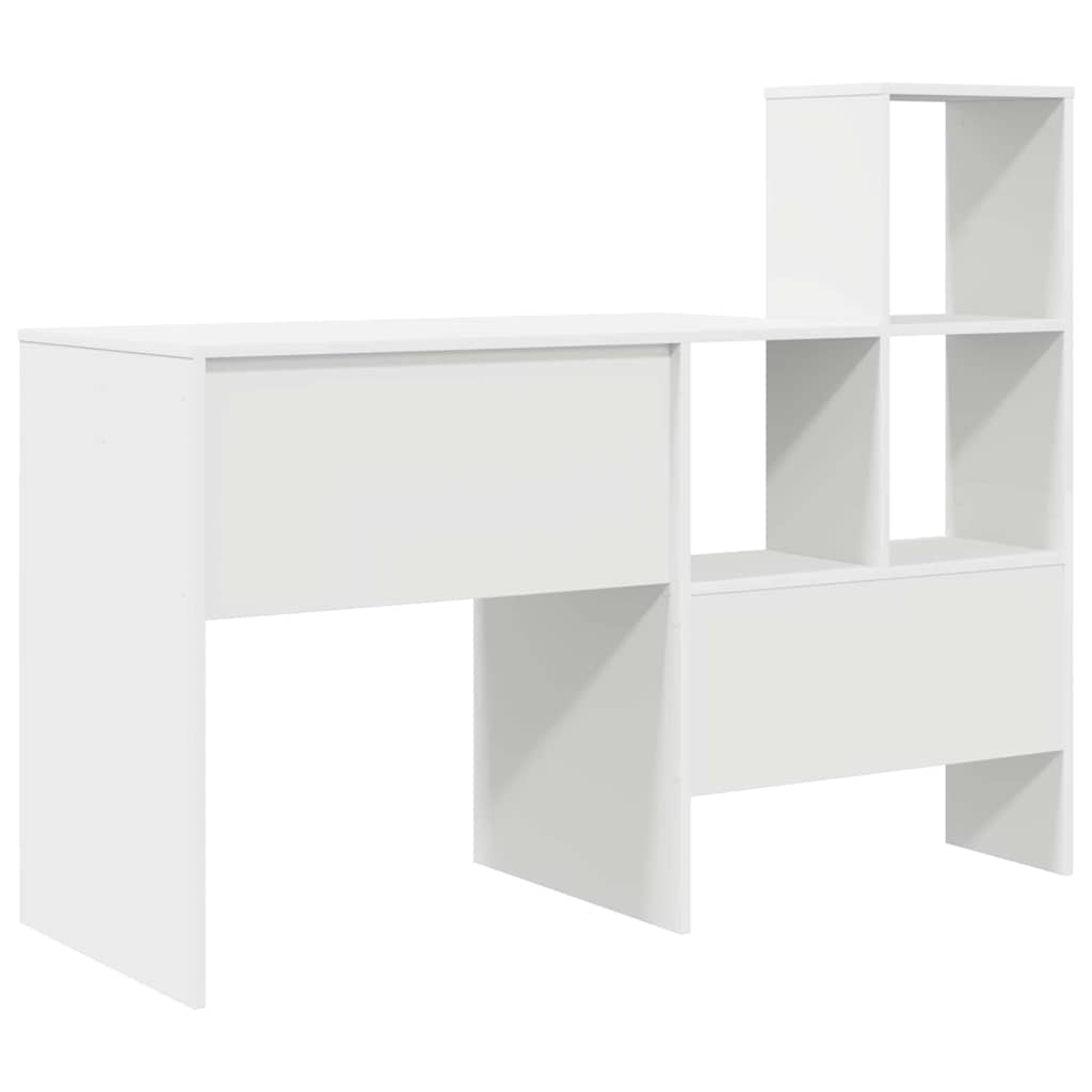 Desk with Shelf White 131.5 x 50 x 106.5 cm Engineered Wood