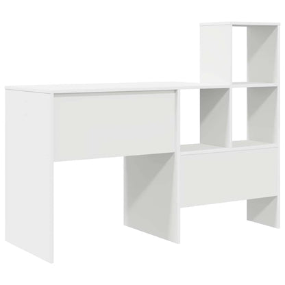 Desk with Shelf White 131.5 x 50 x 106.5 cm Engineered Wood