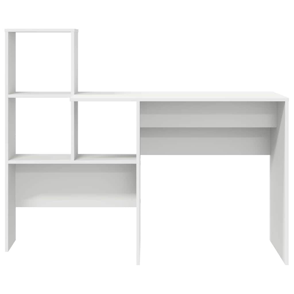 Desk with Shelf White 131.5 x 50 x 106.5 cm Engineered Wood