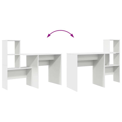 Desk with Shelf White 131.5 x 50 x 106.5 cm Engineered Wood