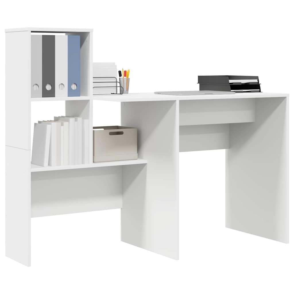 Desk White Engineered Wood 131.5 x 50 x 106.5 cm